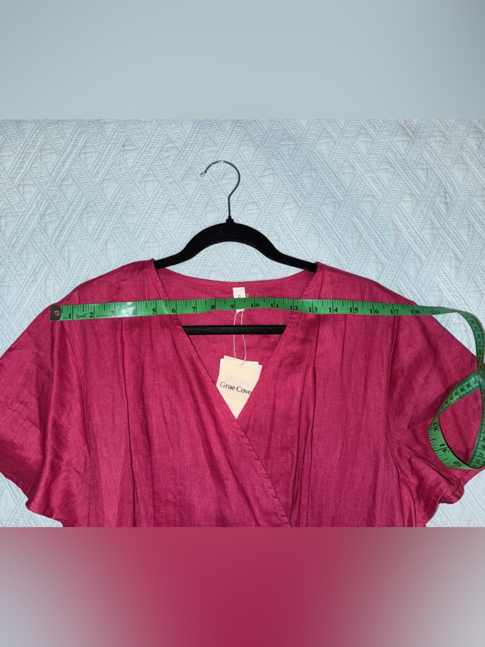 Linen Raspberry Wrap-Style Midi Dress - Picture 4 of 9